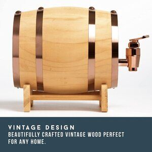 Hammer + Axe Whiskey Barrel 1L, 800ml/27 fl oz Volume, Vintage Wood Design NEW